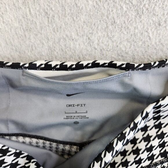 Nike Leggings Womens Large Black White Houndstooth One Icon Clash 7/8 Length - Picture 6 of 14